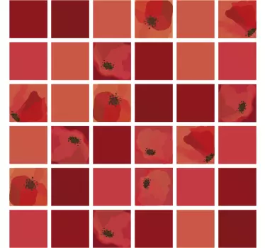 Greca adesiva mosaico di papaveri - TenStickers