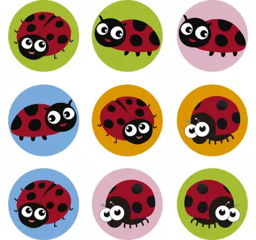 Adesivo per auto collezione di coccinelle felici - TenStickers