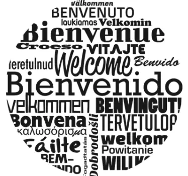 Adesivo murale soggiorno benvenuto lingue - TenStickers