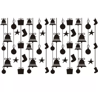 Vetrofania Natale calze e campane natalizie - TenStickers