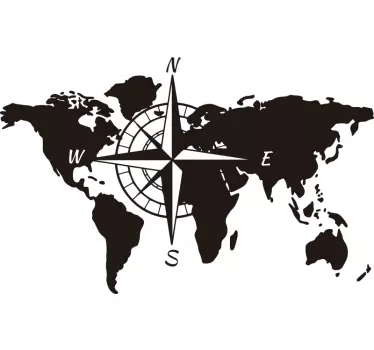 Adesivo per camper mappamondo e bussola - TenStickers