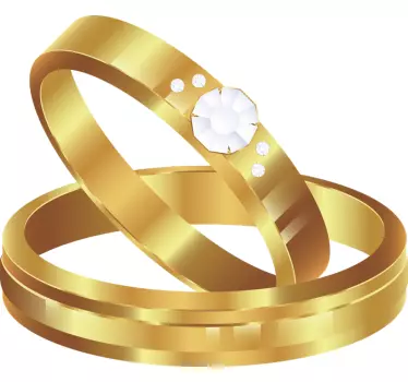 Adesivo personalizzato matrimonio per auto con anelli dorati - TenStickers