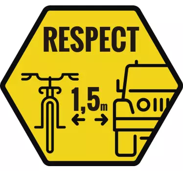 Adesivo per auto rispetto distanza sicurezza bici - TenStickers