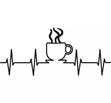 Sticker caffè con linea del cuore - TenStickers