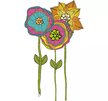 Adesivo per porta fiori hippie - TenStickers
