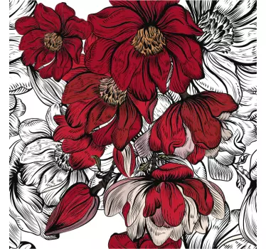 Carta adesiva per mobile fiori rossi - TenStickers