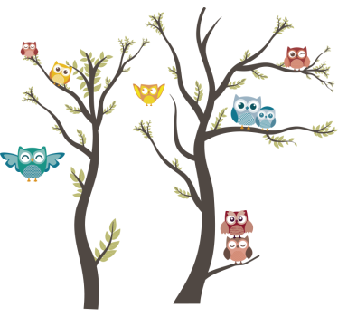 Gufi toni pastello adesivo animali selvatici - TenStickers