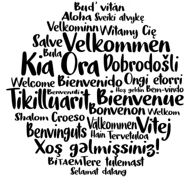 Adesivo da parete benvenuto in molte lingue - TenStickers