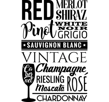 Adesivo murale testo amanti del vino - TenStickers