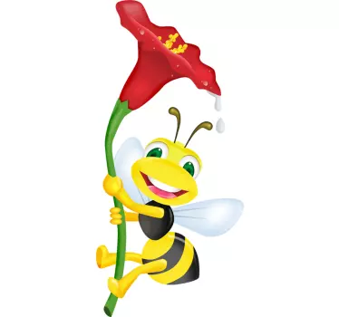 Adesivo per pc ape sorridente con fiore - TenStickers
