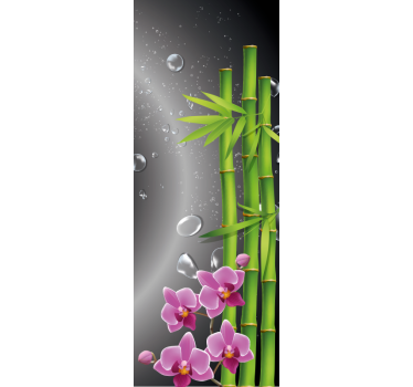 Adesivo per box doccia canne di bambù e fiori - TenStickers