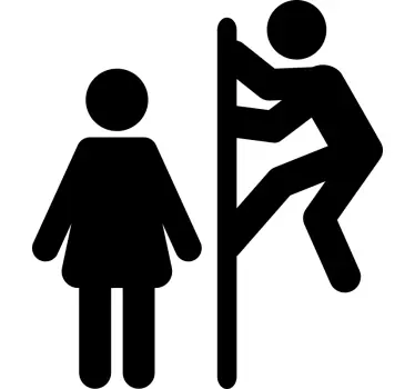 Adesivo per porta ragazzo che fa capolino ragazza - TenStickers