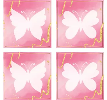 Adesivo per piastrella Farfalle rosa - TenStickers