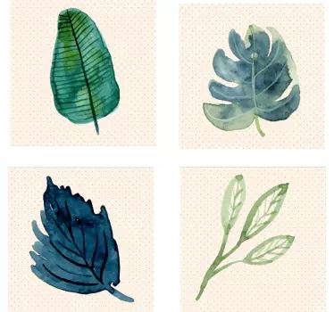 Adesivo bagno piastrelle Foglie grigie tropicali - TenStickers