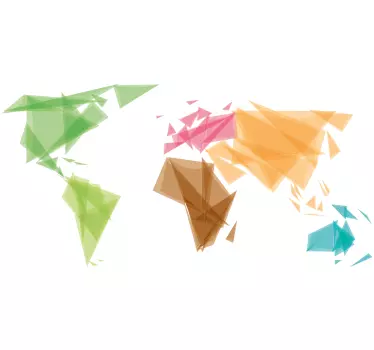 Adesivo murale mappamondo Mappa del mondo colorato geometrico - TenStickers