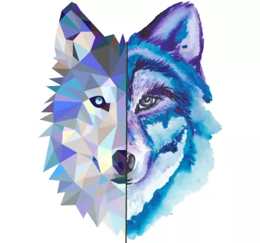 Adesivo animale selvatico Faccia alla moda del lupo selvatico - TenStickers