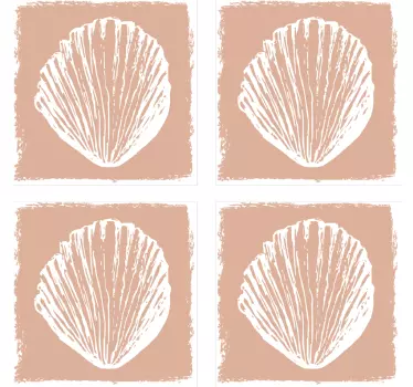 Adesivo per piastrella Modello retrò conchiglia beige - TenStickers