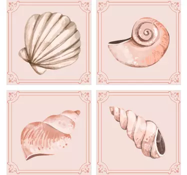 Adesivo per piastrella Conchiglie diverse - TenStickers