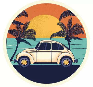 Adesivo per auto con auto vintage e tramonto - TenStickers