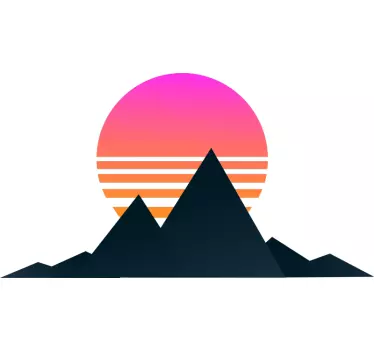 Adesivo geometrico tramonto in montagna - TenStickers
