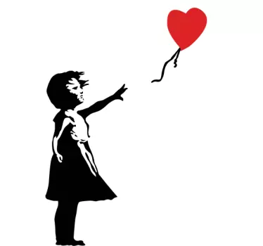 Adesivo murali Banksy bimba con cuore - TenStickers
