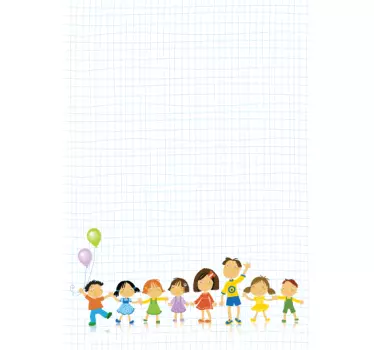 Adesivo lavagna cancellabile bimbi in fila - TenStickers