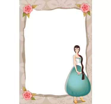 Adesivo lavagna cancellabile dama con fiori - TenStickers