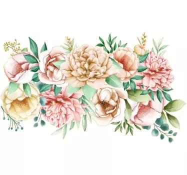 Adesivo murale soggiorno fiori realistici di peonia - TenStickers