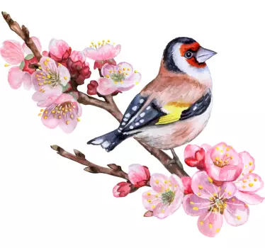 Sticker albero Rami di primavera con gli uccelli - TenStickers