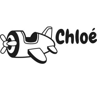 Adesivo murale bambini nome personalizzato dell'aereo - TenStickers