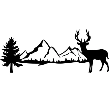 Adesivo per auto Montagne della svizzera con cervi - TenStickers