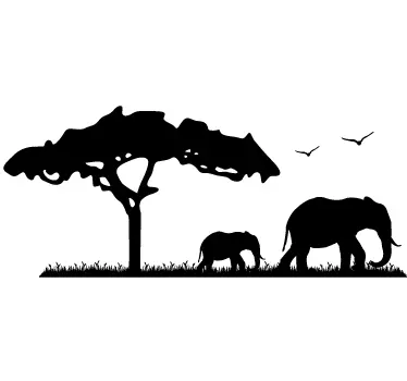 Sticker decorativo elefanti Africa - TenStickers