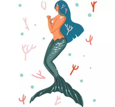 Adesivo per box doccia scena subacquea sirena - TenStickers