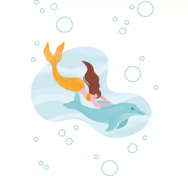 Adesivo per box doccia avventura sirena e delfini - TenStickers