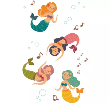 Adesivo per box doccia sirene che nuotano giocose - TenStickers
