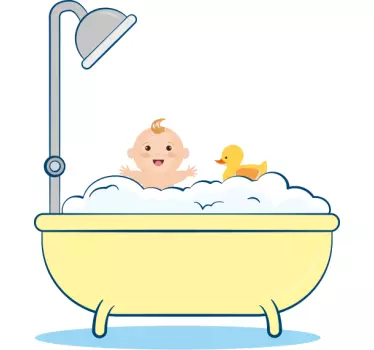 Adesivo per box doccia momenti di bagnetto carino - TenStickers