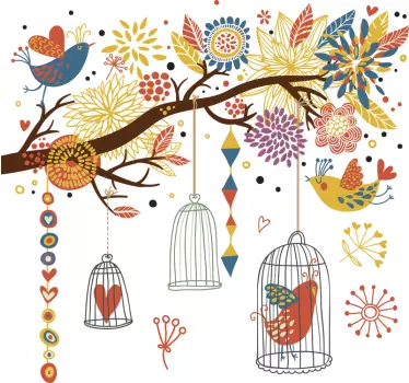 Adesivo bambini flora e uccellini - TenStickers