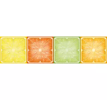 Adesivo cucina trama di agrumi colorati - TenStickers