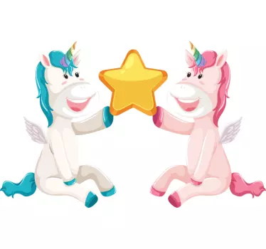 Adesivo murale bambini unicorni con stelle - TenStickers