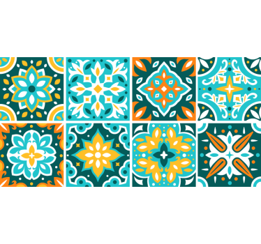 Adesivo per piastrella cementine ravio colorate - TenStickers