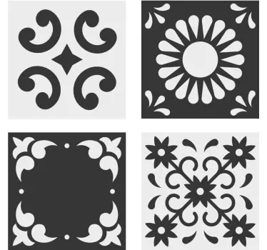 Adesivo per piastrella Cementine dagoberto bianco / nero - TenStickers