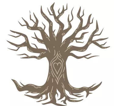 Adesivo murale albero albero con simbolo di cuore - TenStickers