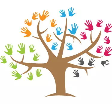 Sticker albero Impronte di mani dell'albero della vita - TenStickers