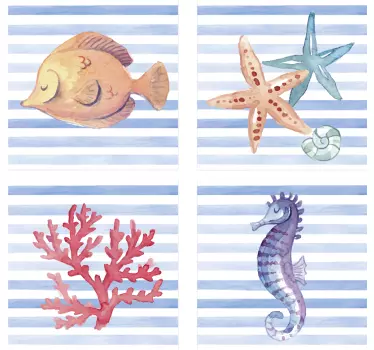 Adesivo per piastrella Vita marina - TenStickers