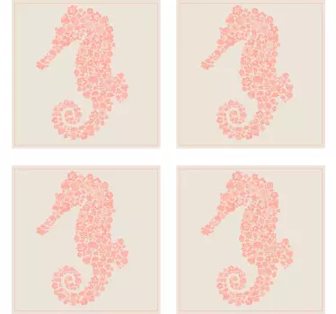 Adesivo bagno piastrella cavalluccio marino floreale - TenStickers