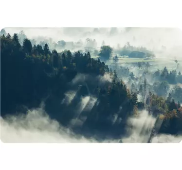 Adesivo per laptop paesaggio forestale nebbioso - TenStickers
