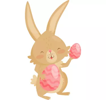 Sticker animale domestico coniglio felice con uova - TenStickers