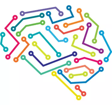 Adesivo geometrico connessione neurale colorata - TenStickers