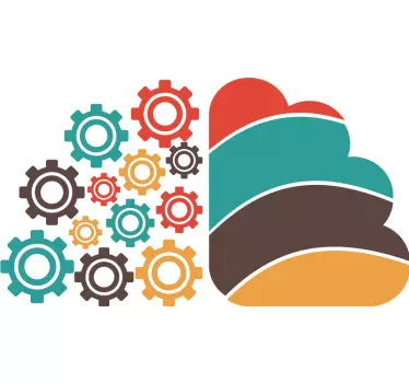 Adesivo geometrico motivi ingranaggio colorati - TenStickers