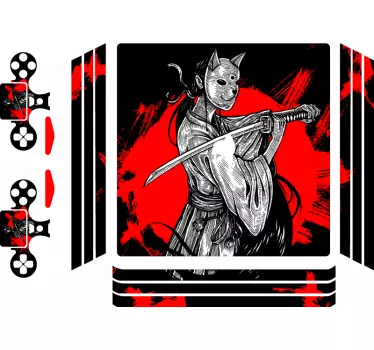 Adesivo ps4 personaggio gatto samurai - TenStickers